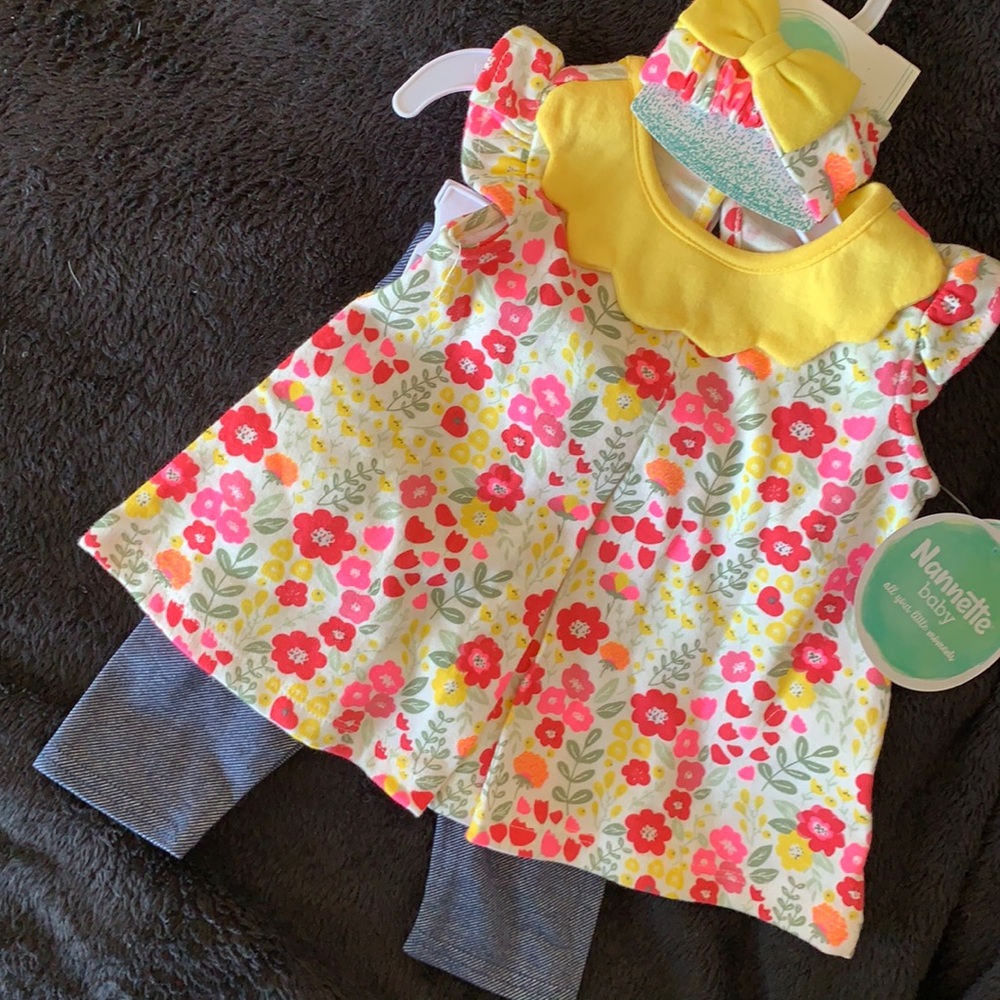 Nannette Baby Top & Pants & Headband 🌼🌸